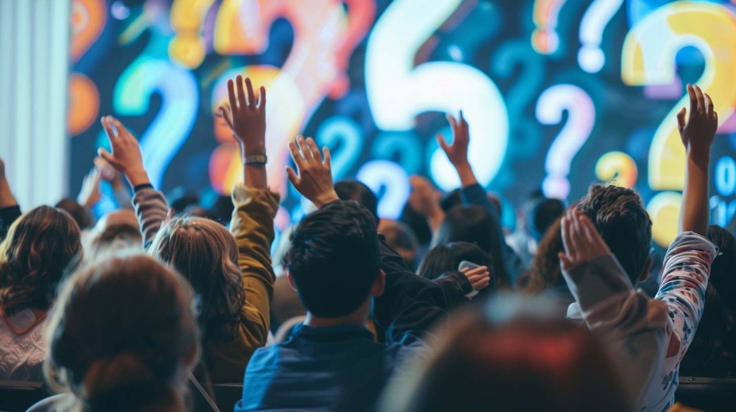 people raising hands to ask questions